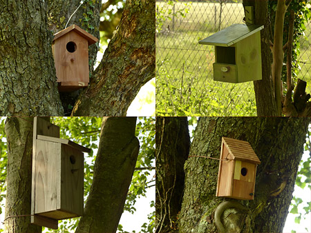 exemples de nichoirs installés au jardin