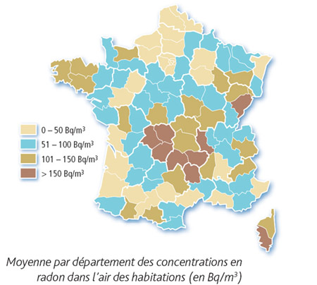 Carte radon France (données IRSN)